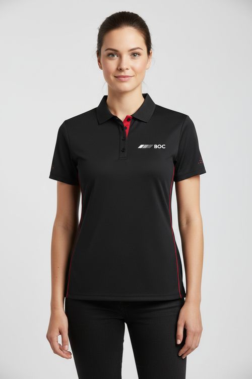 BOC Balance Polo - Female Model with tonal red dots