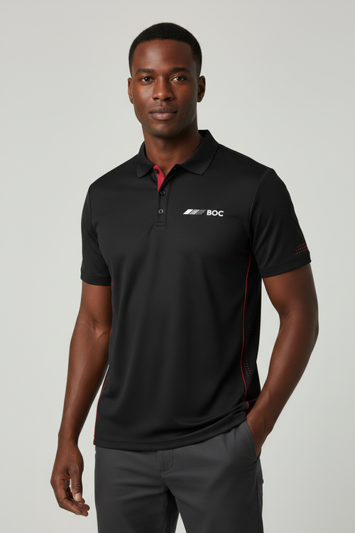 Model wearing BOC Balance Polo